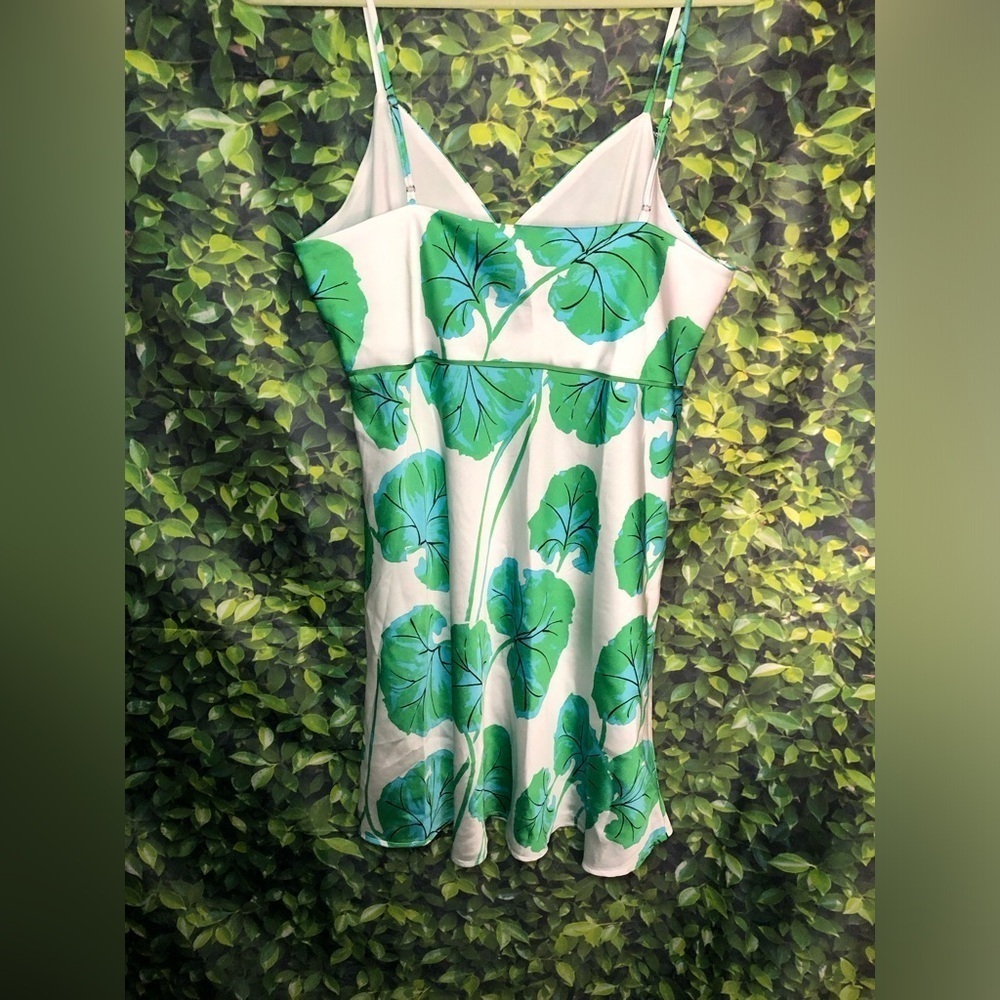 Diane Von Furstenburg Green Leaf Print Slip Dress - Picture 10 of 15